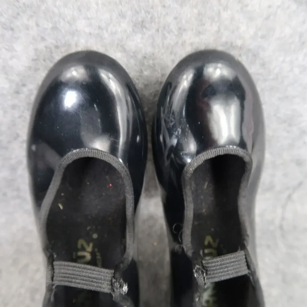 Danshuz Shoes Girls 11 Tap Dance Mary Jane Black Patent Slip On Star Tone Kids